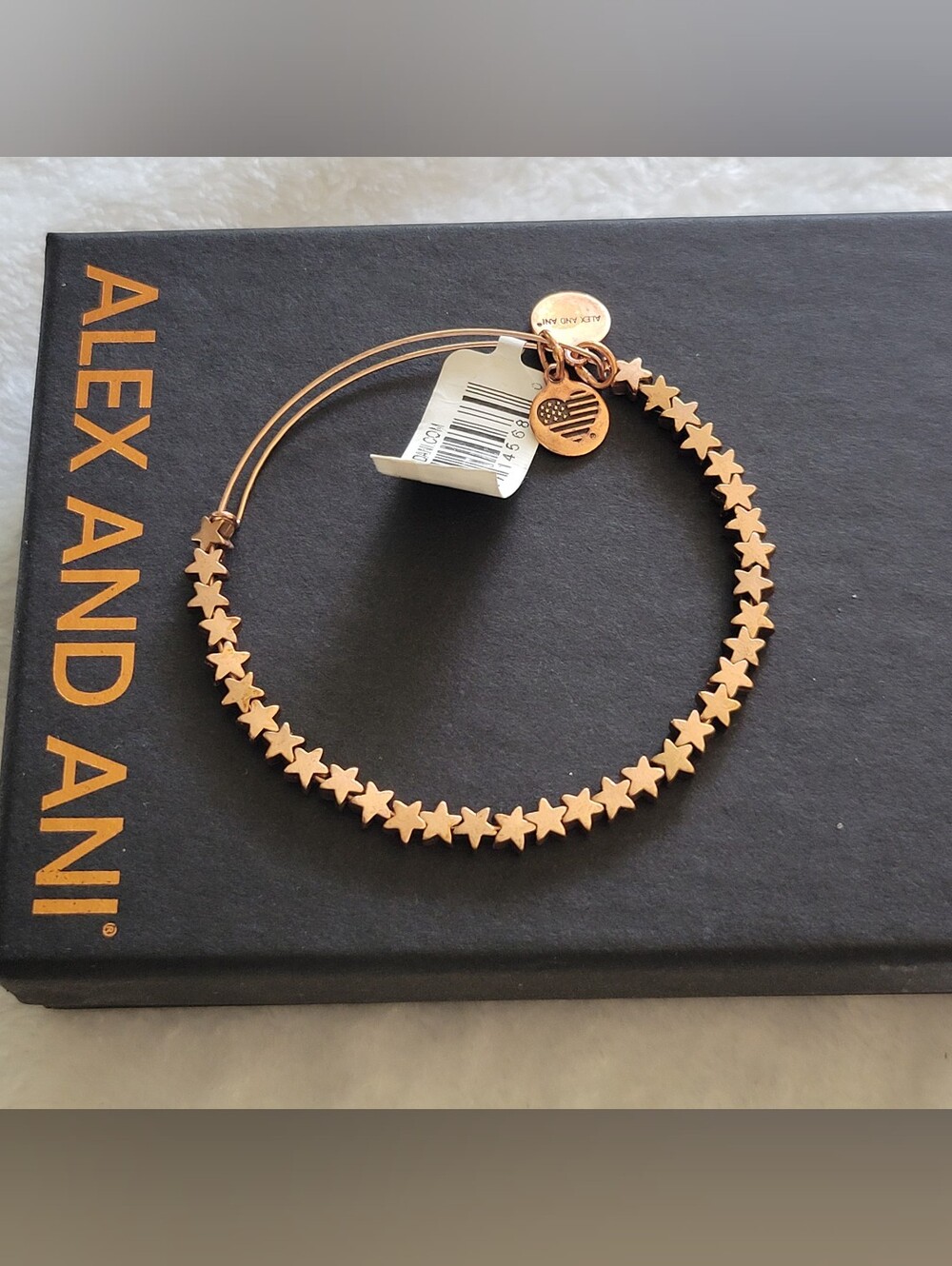 NWT Alex and Ani Copper/Rose Tone Stars Charm Bangle Bracelet